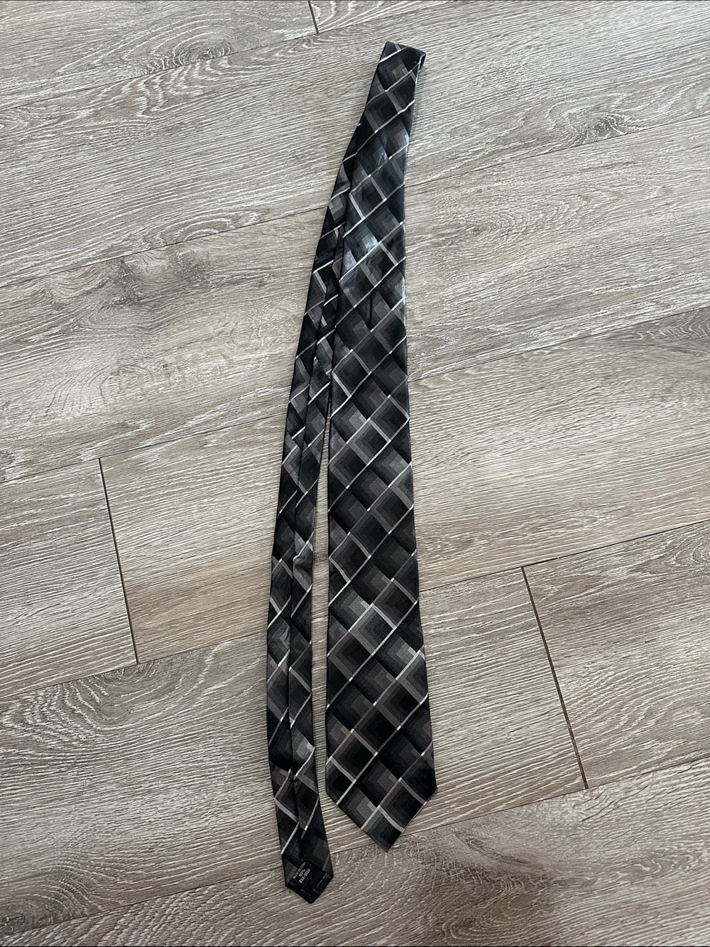 George Black and Gray Geometric Check Tie